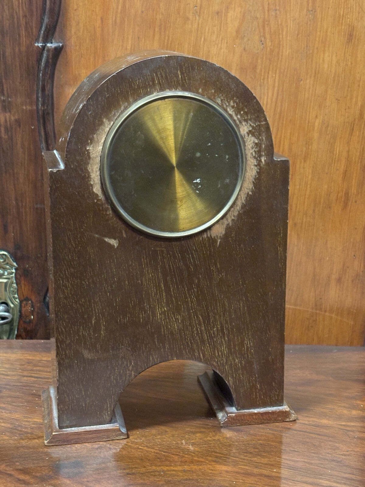 Art Nouveau Inlaid Mantle Clock. Ticking Away Nicely. With Key photo vinterior