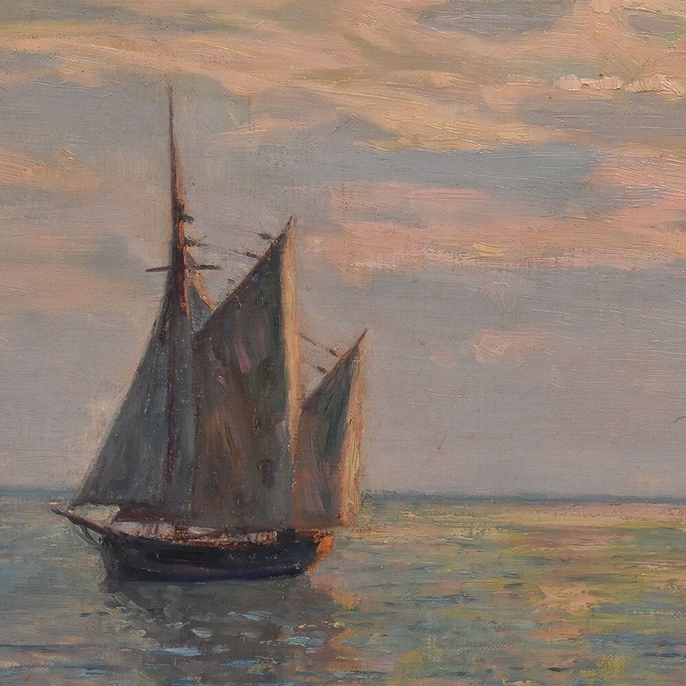 Antique Marine Painting, Sailing Ship, Seascape, Late 19th Century photo buy