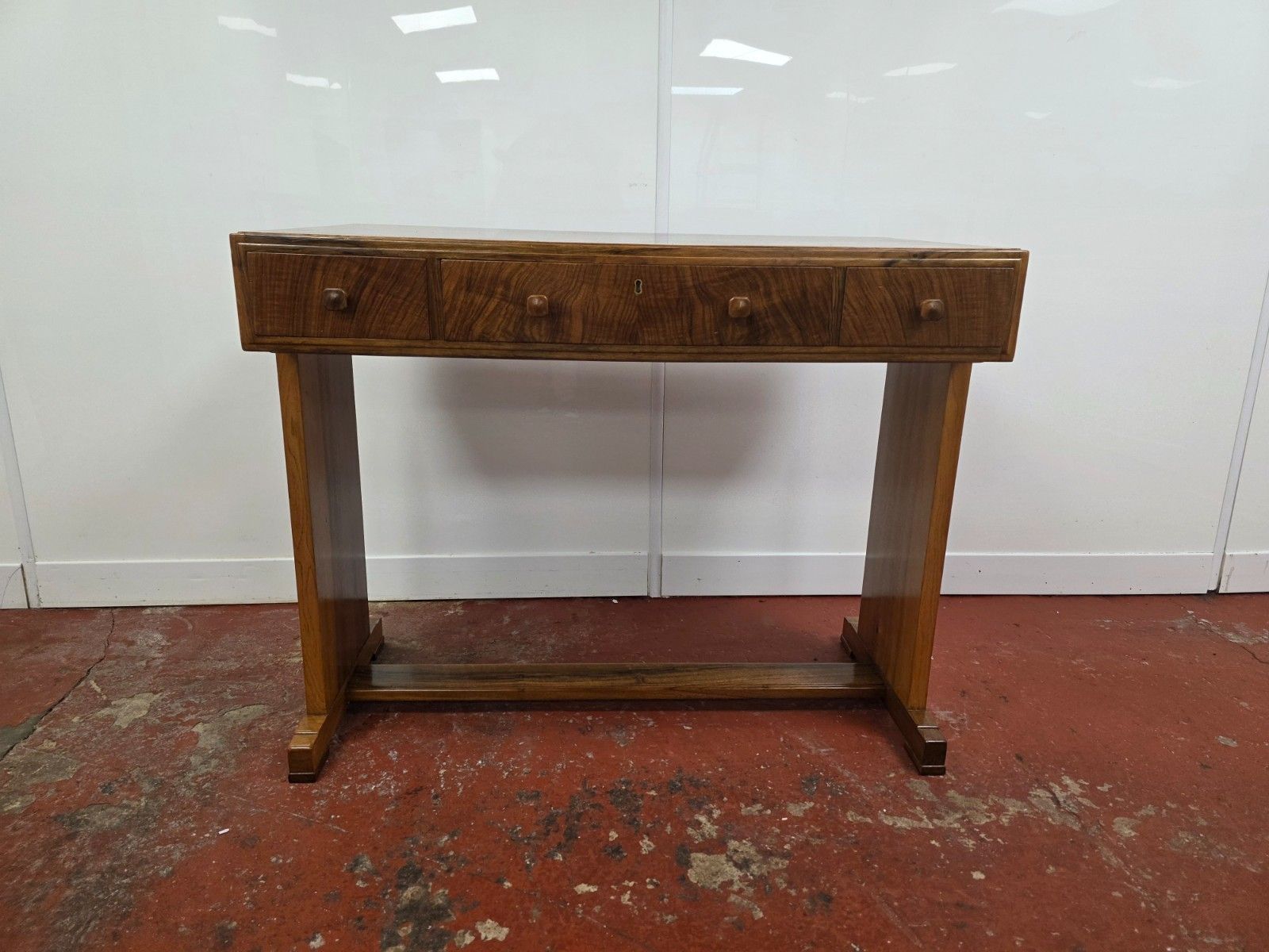 photo for sale Heals Of London 1930s Walnut Art Deco Desk/Sidetable