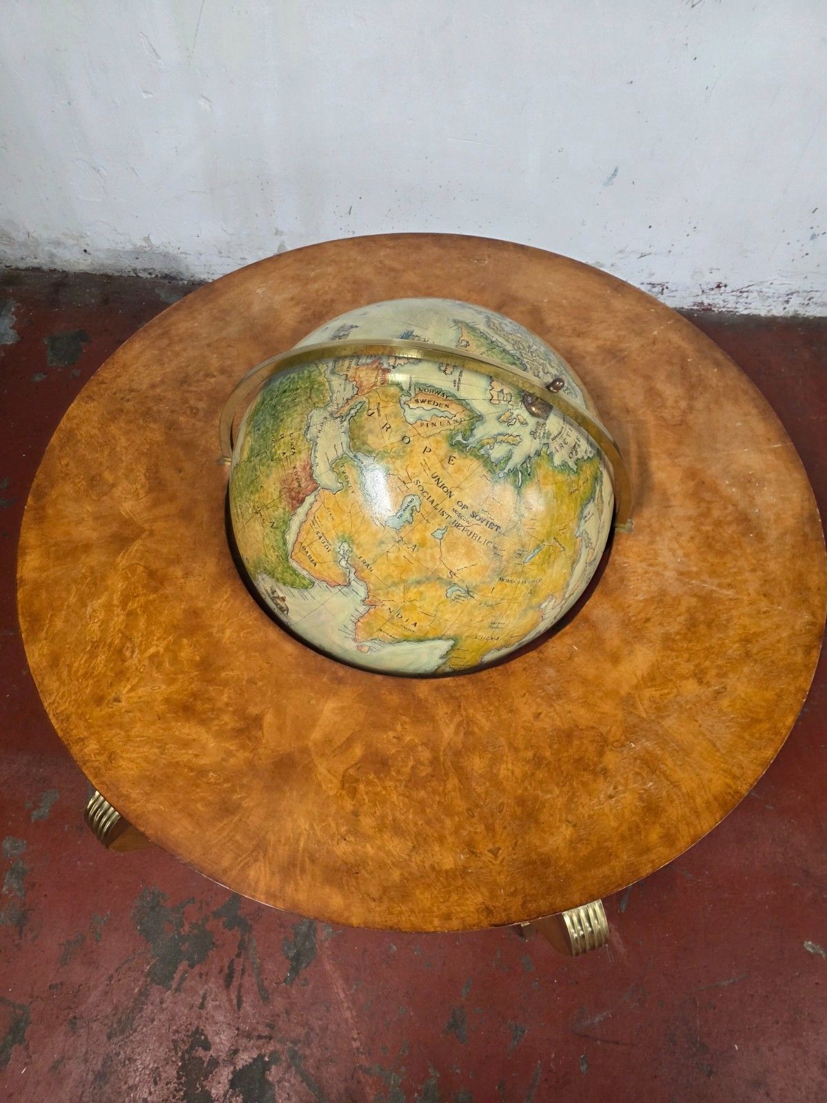 1960s Mid Century Ernest Hemingway Collection La Monde Globe Coffee Table photo vintage