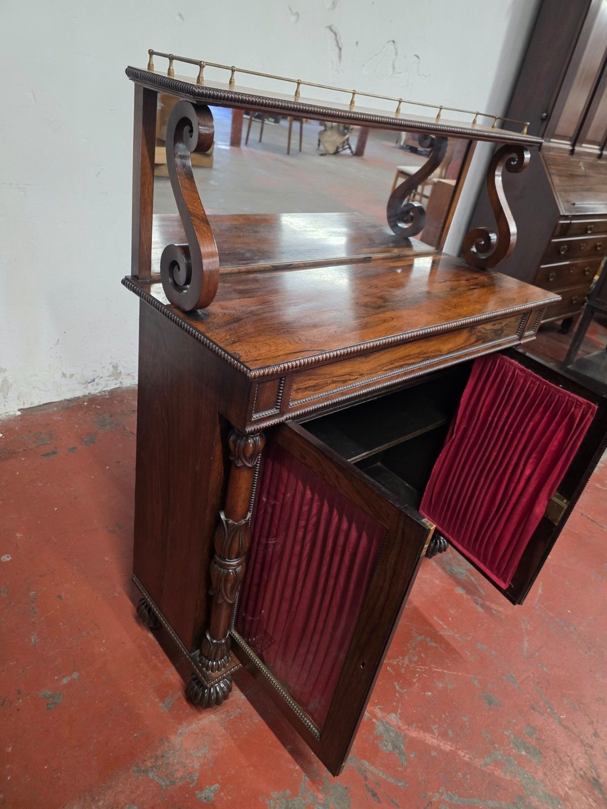 photo vinterior Antique Rosewood William IV Chiffionier Mirror Back Book Case
