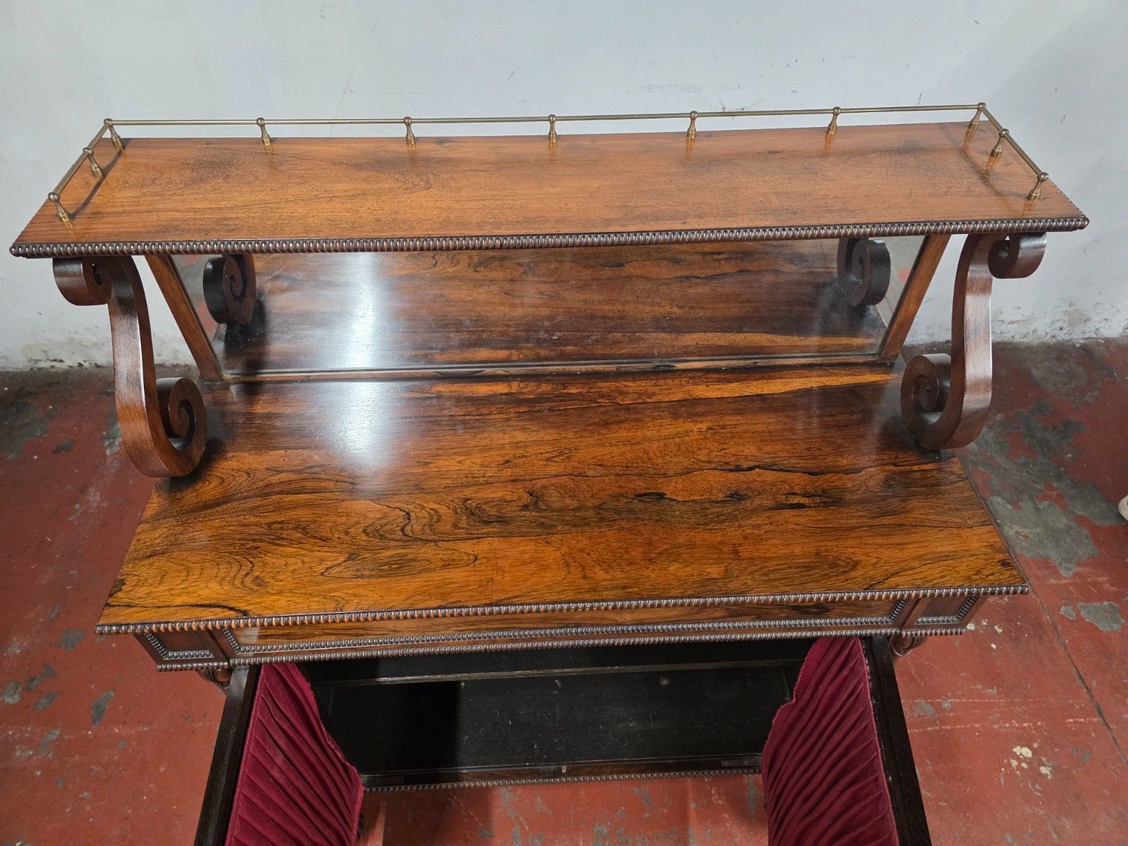 photo vintage Antique Rosewood William IV Chiffionier Mirror Back Book Case