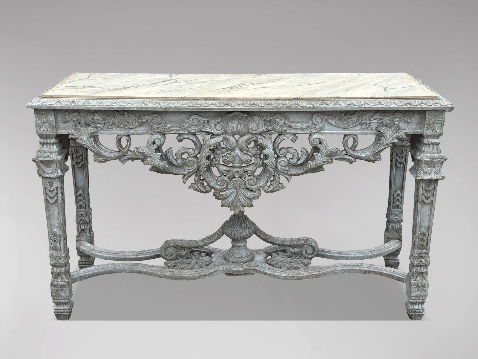 French Louis XIV Style Carved Painted Console photo furniture
