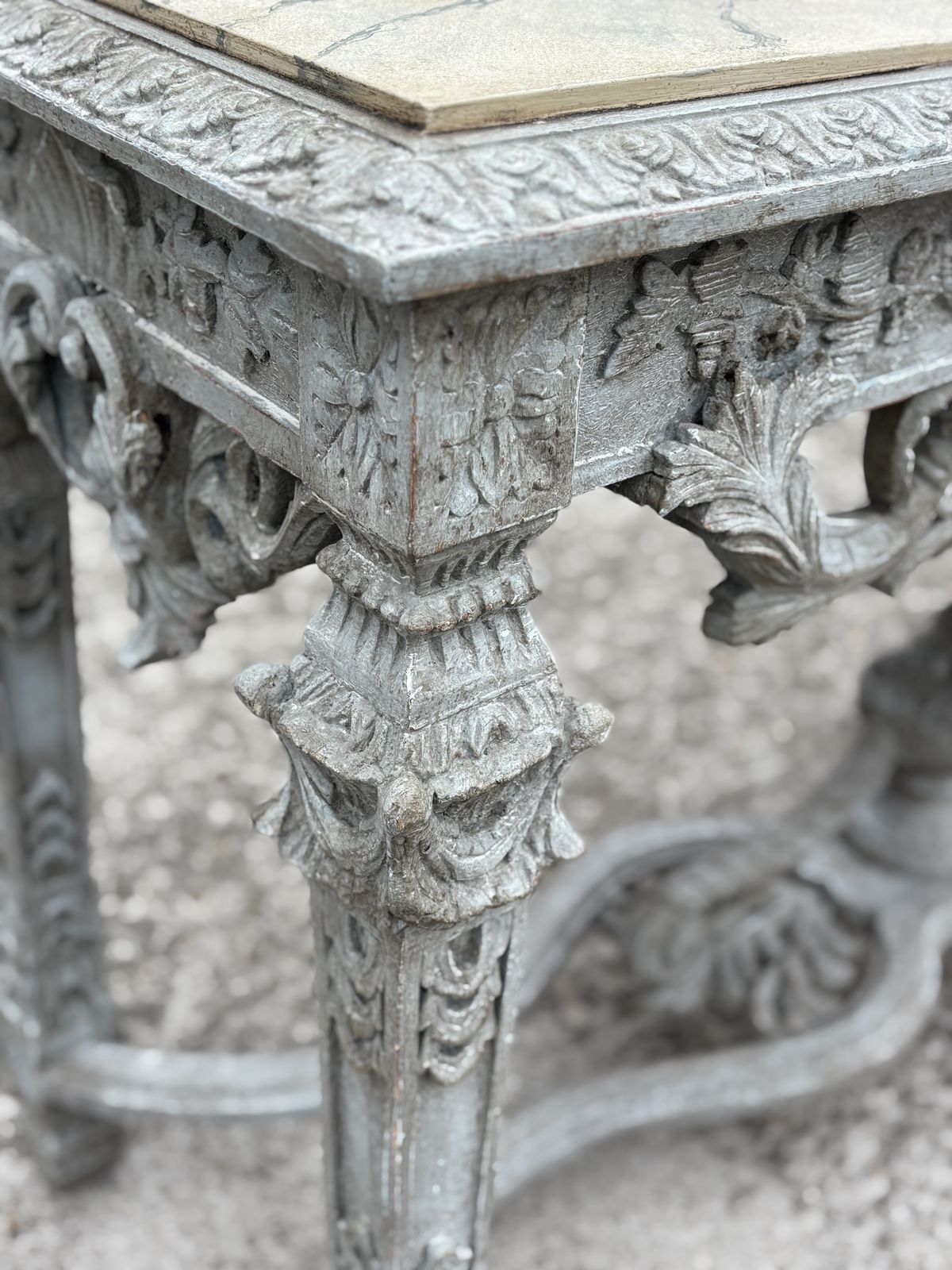 French Louis XIV Style Carved Painted Console photo for sale