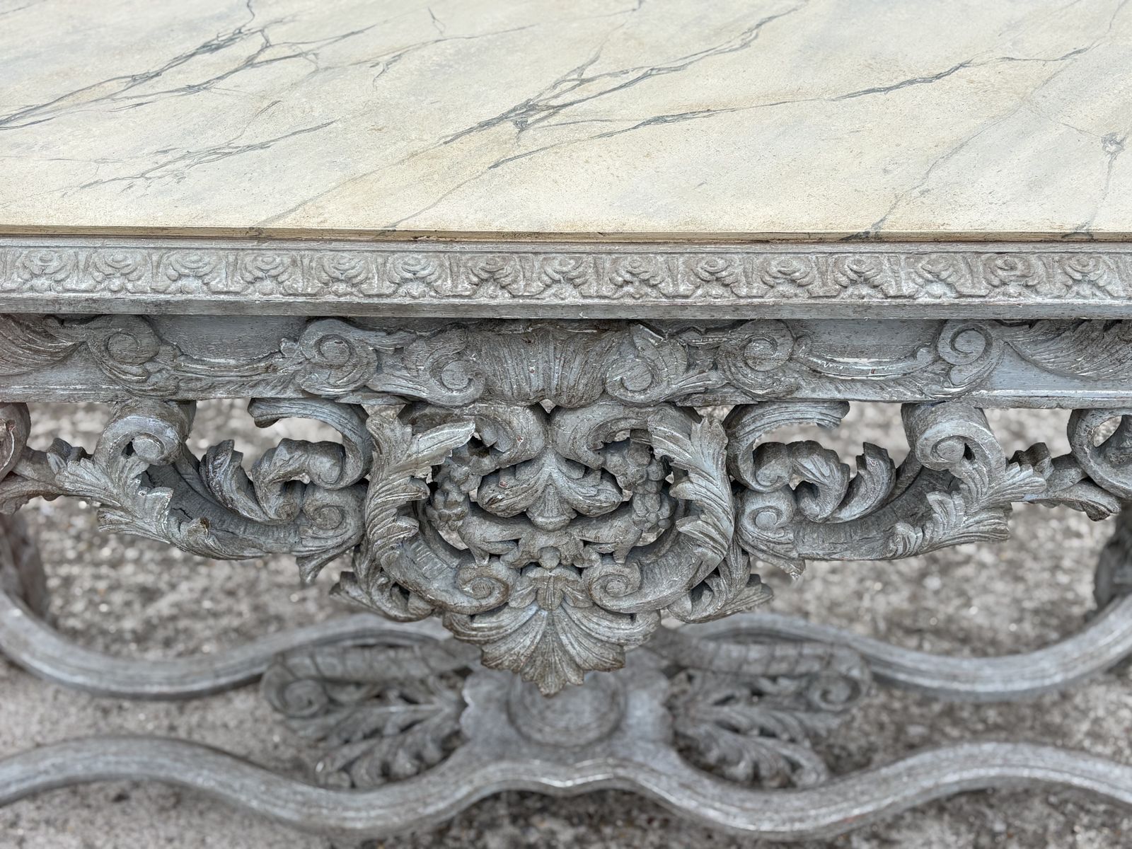 Furniture French Louis XIV Style Carved Painted Console photo