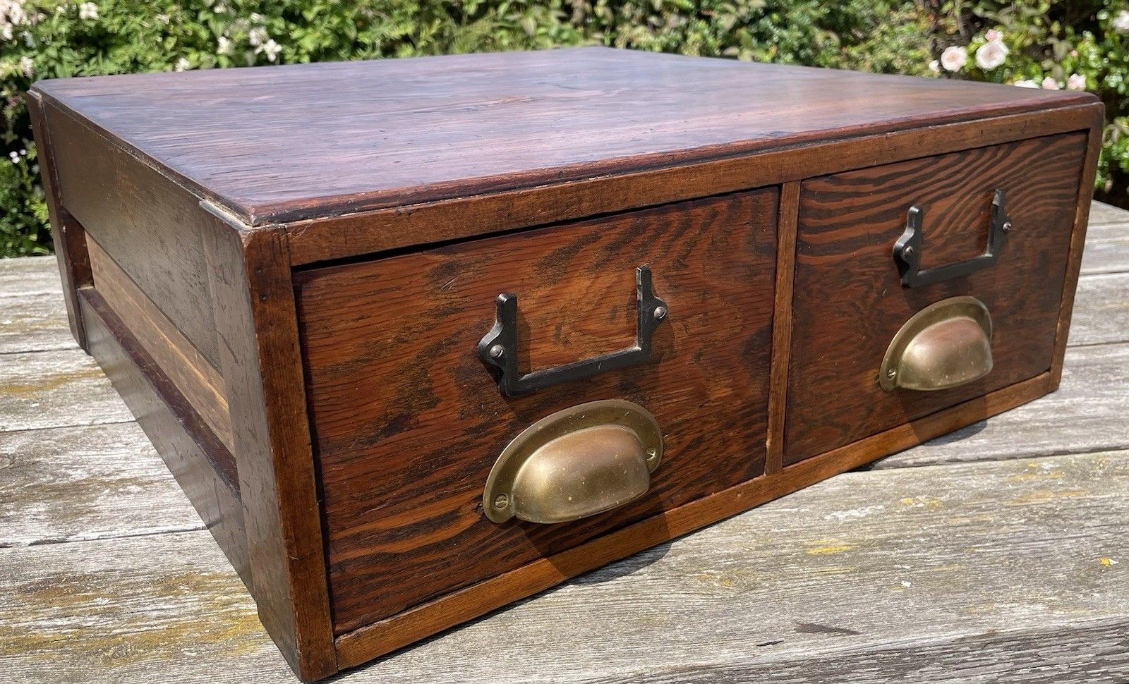Rare Reeves & Sons Table Top Filing Index Oak Drawers Dated 1945 Larger Size photo furniture