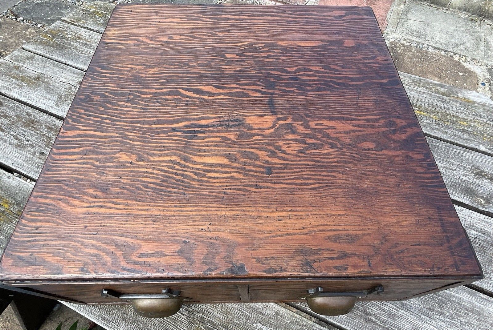 Rare Reeves & Sons Table Top Filing Index Oak Drawers Dated 1945 Larger Size photo vintage