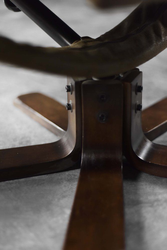 photo buy Set Of Mid Century Modern Danish Brown Swivel Chair & Ottoman, 1960s