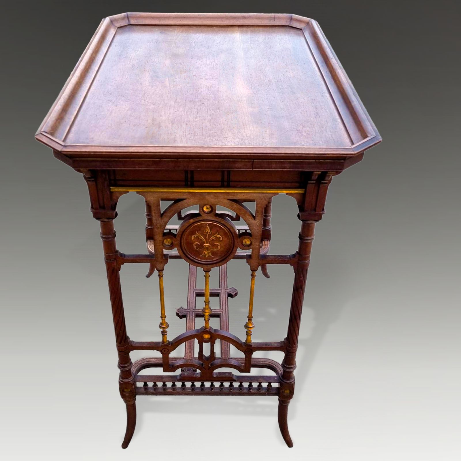 Aesthetic Movement Walnut And Gold Gilded Side Table Circa 1885 75cm W X 49cm D photo furniture
