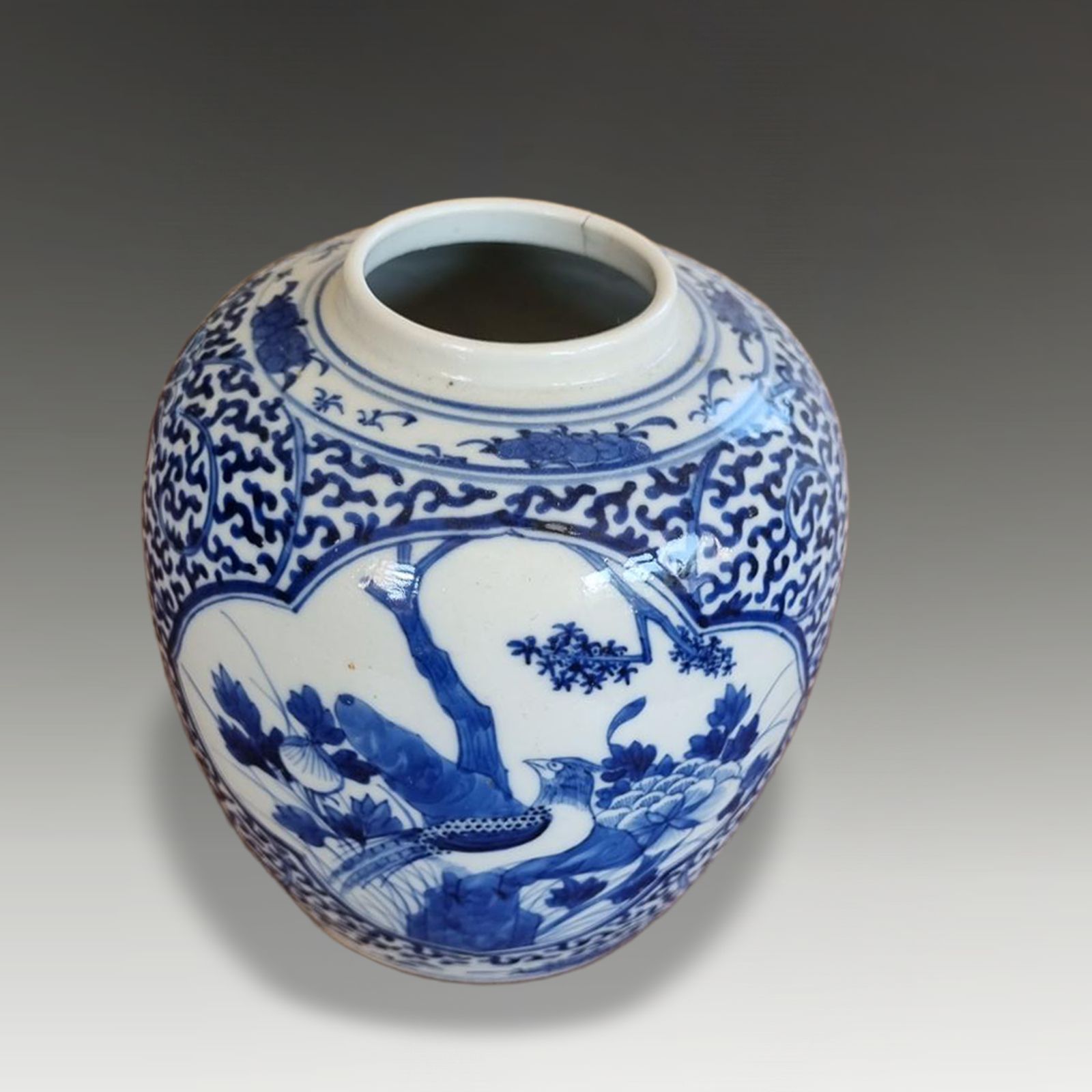 Chinese Kangxi Revival 19th C Decorative Ginger Jar Superb Quality 16cm (6.5") H photo for sale