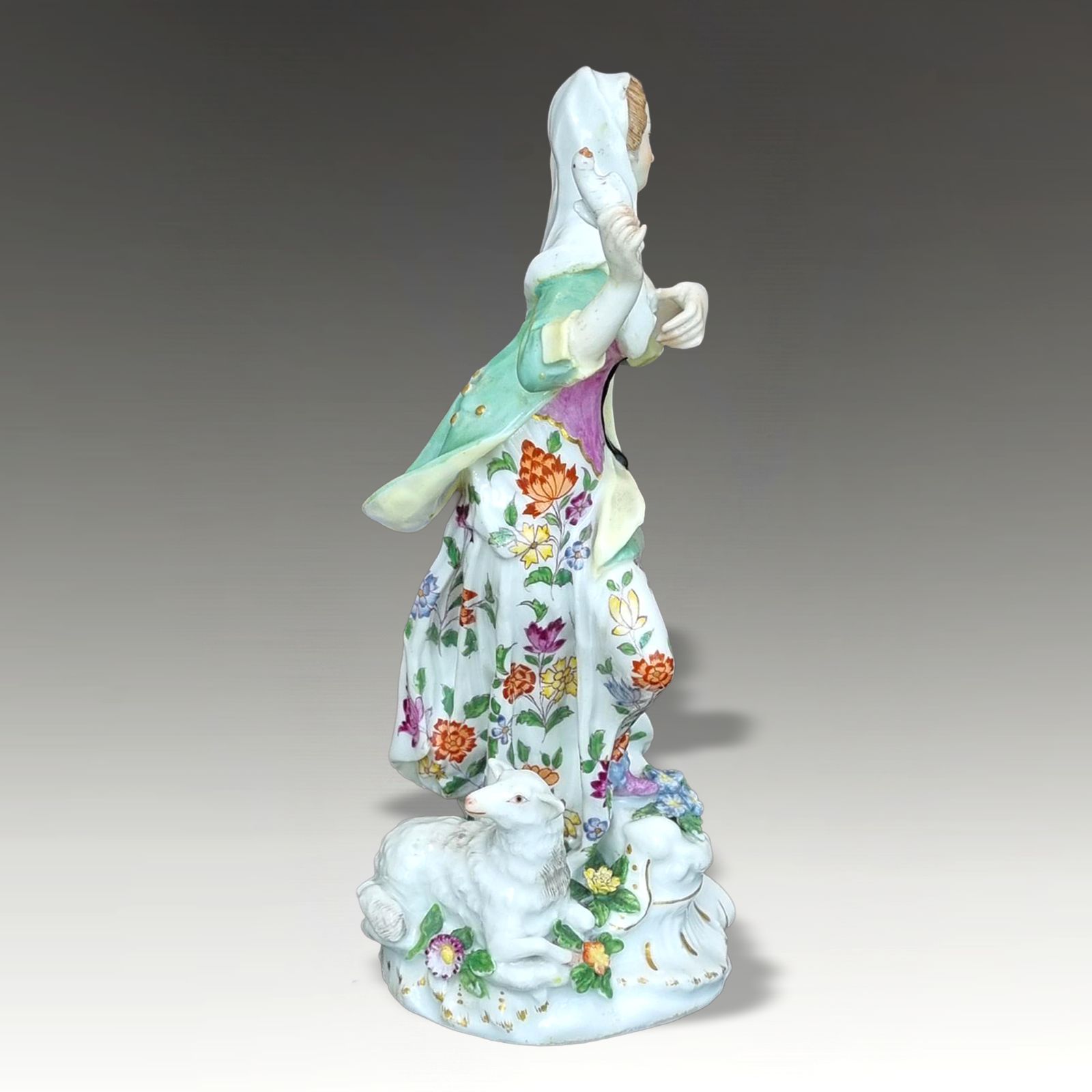 Chelsea Gold Anchor Large Figure Of The Shepherdess Circa 1765  Genuine 21cm H photo for sale
