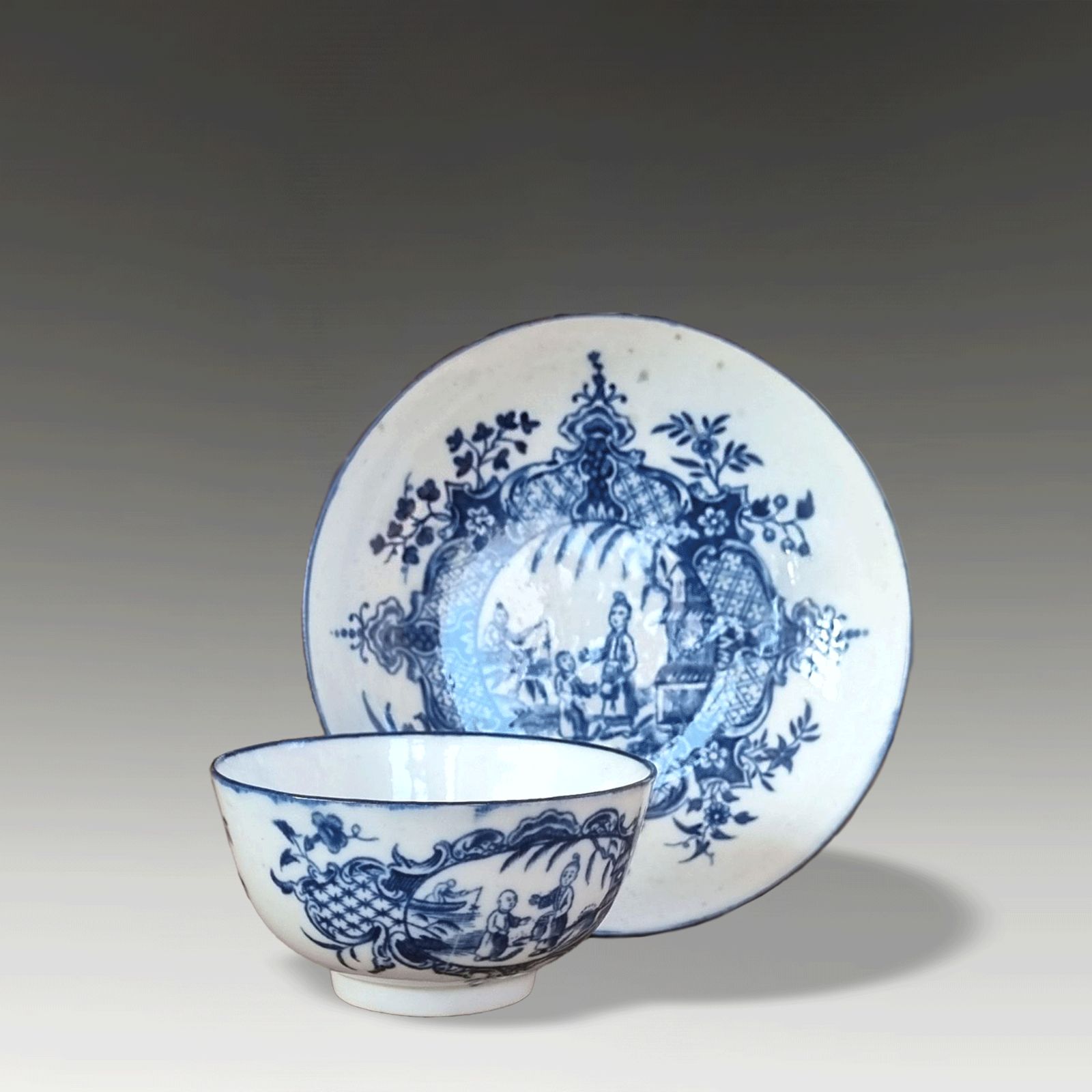 1st Period DR Wall Worcester "Mother & Child" Tea Bowl & Saucer C1760  Rare Mark photo furniture