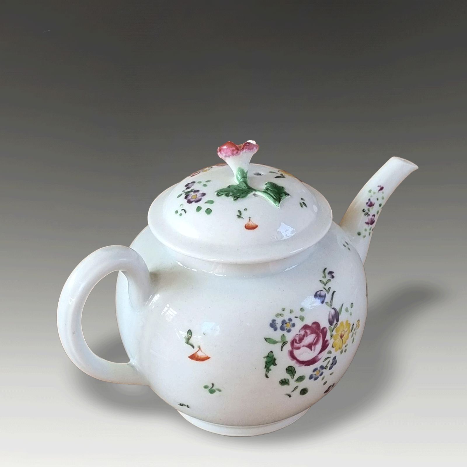 First Period Early DR Wall Worcester "Meissen" Botanical Teapot  Circa 1765 photo furniture