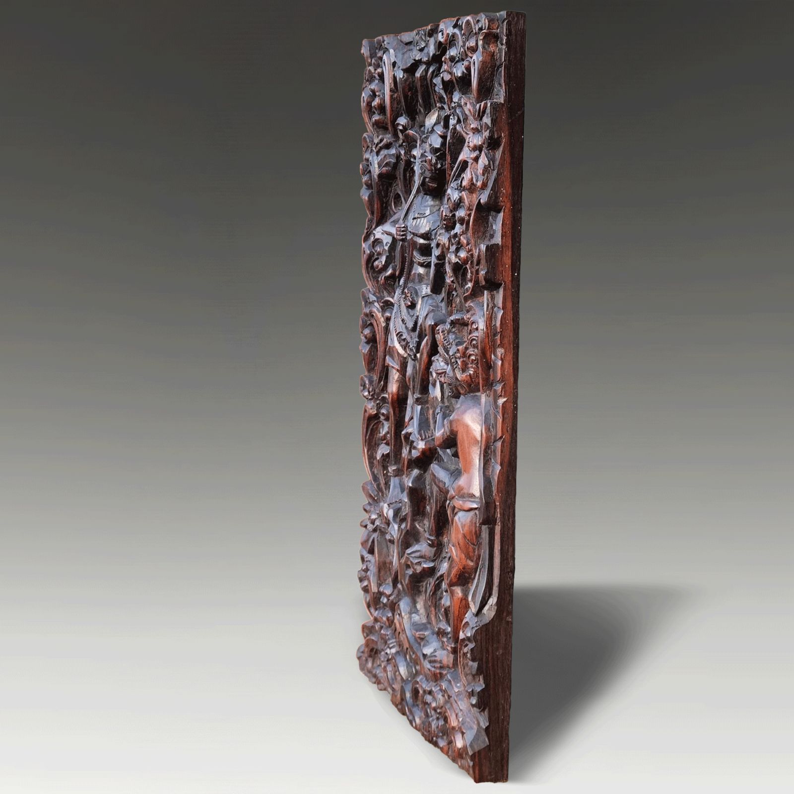 Balinese Antique Macassar Ebony Carved Panel  Superb Quality /Patination  45cm H photo furniture