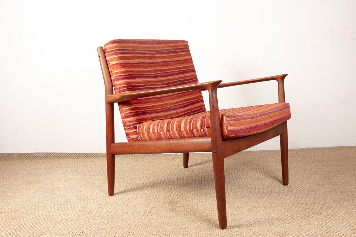 Paire de fauteuils danois en teak massif et tissu, modèle GM5, par Svend Aage Eriksen pour Glostrup, 1960. photo vintage