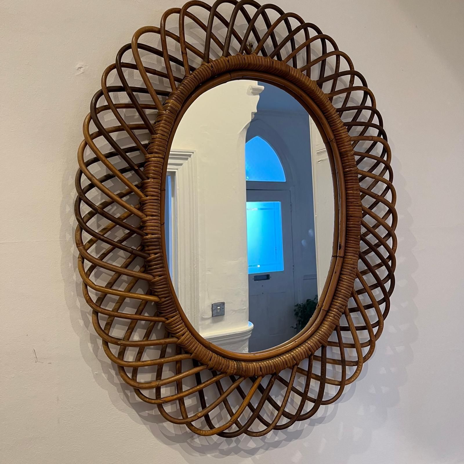 Italian Franco Albini Mid Century Rattan And Bamboo Mirror photo for sale