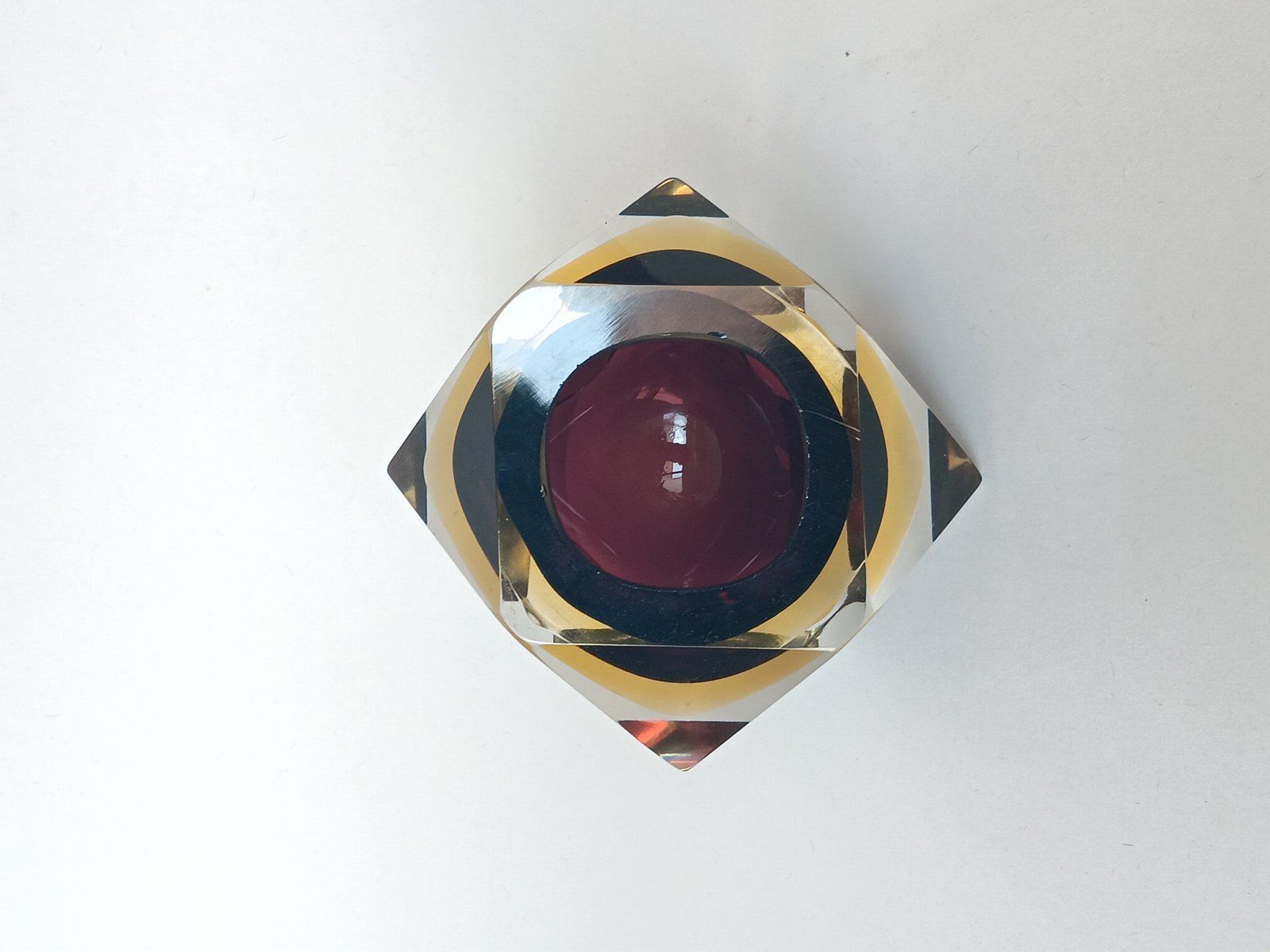 Faceted Sommerso Murano Glass Bowl photo 207.0