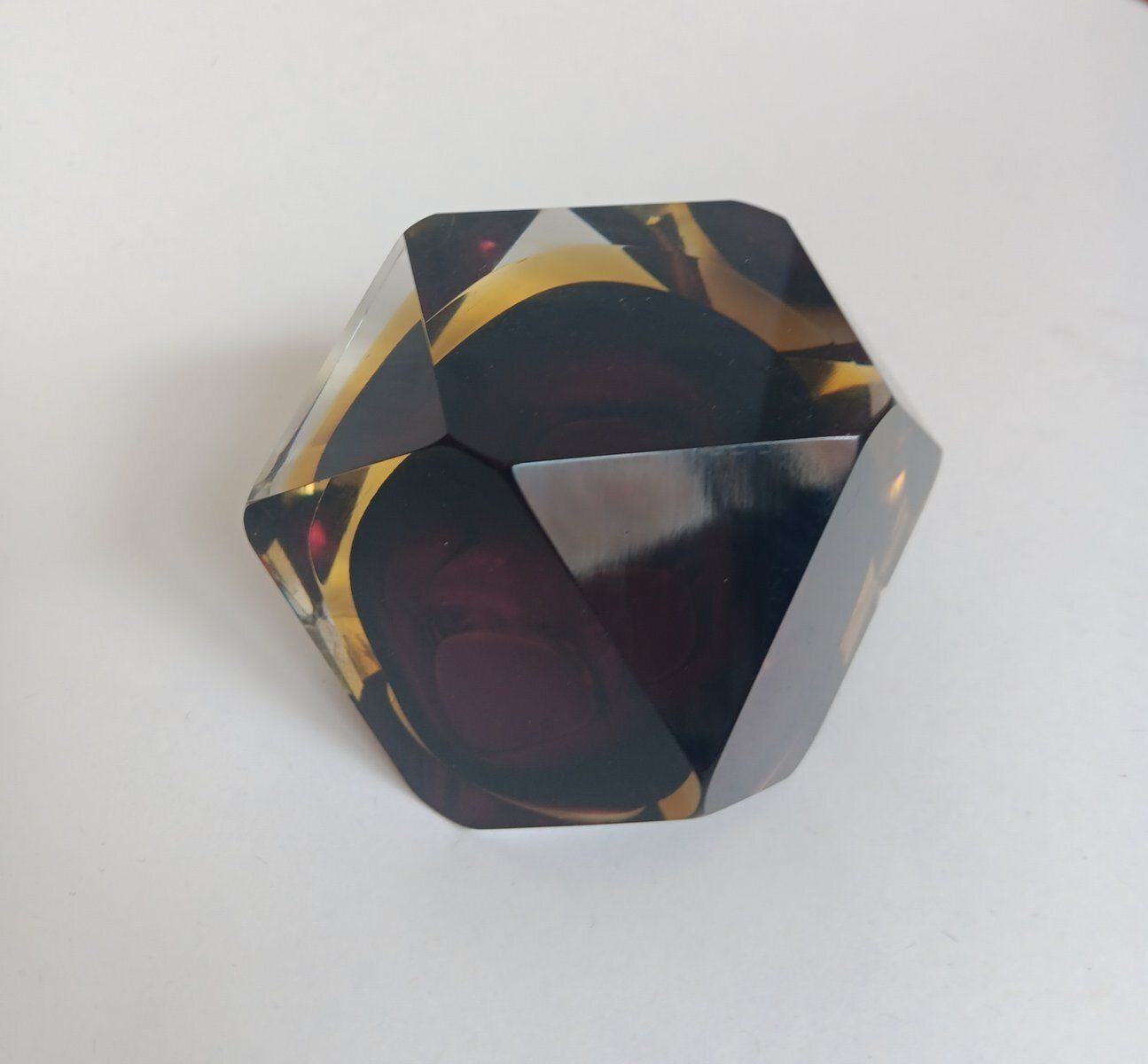 Faceted Sommerso Murano Glass Bowl photo vinterior