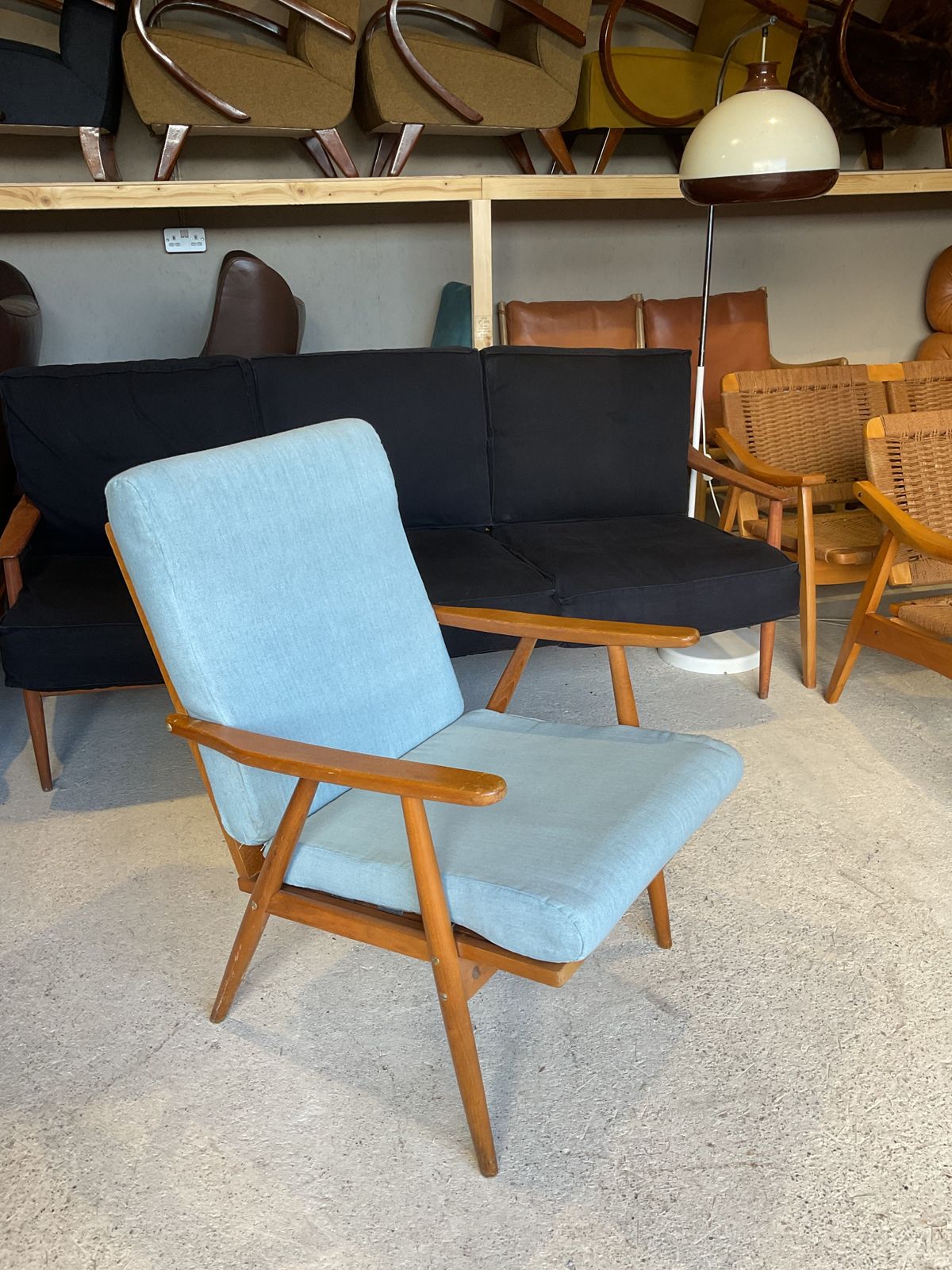 425.0 Hans Wegner Style Ge260 Armchair In Solid Oak Wood   1950s, Midcentury photo