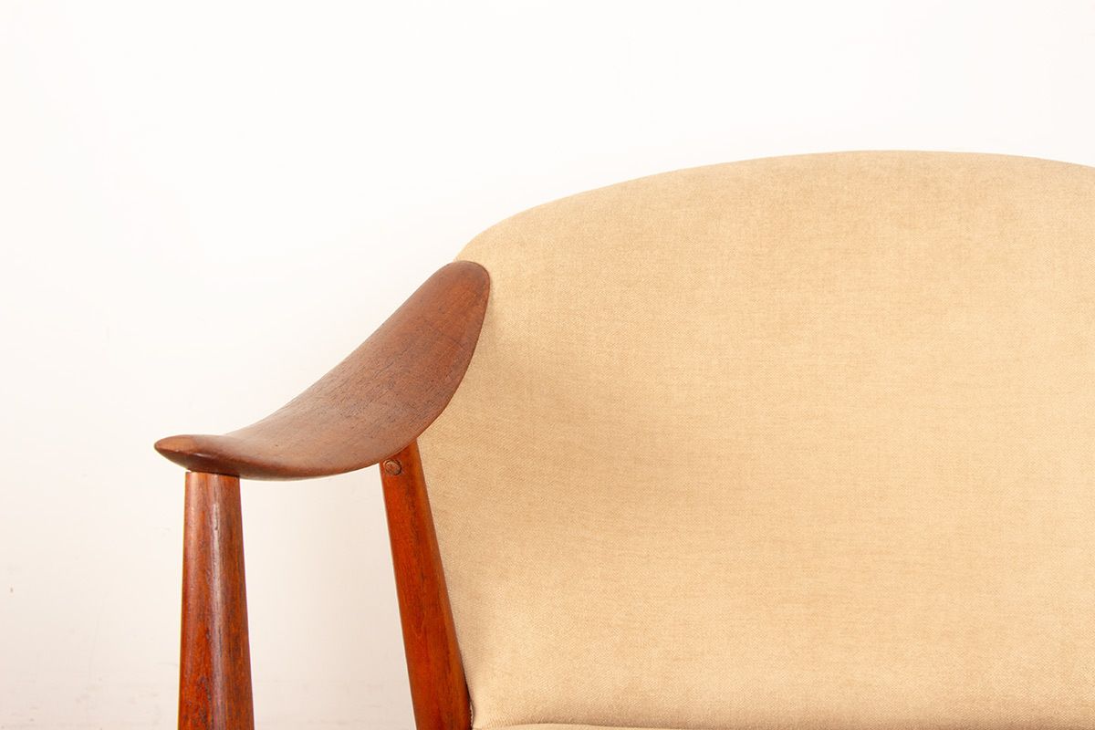 Pair Of Scandinavian Armchairs In Teak And Fabric, New Tyrol Model By Gerhard Berg For Westnofa 1960. photo Furniture