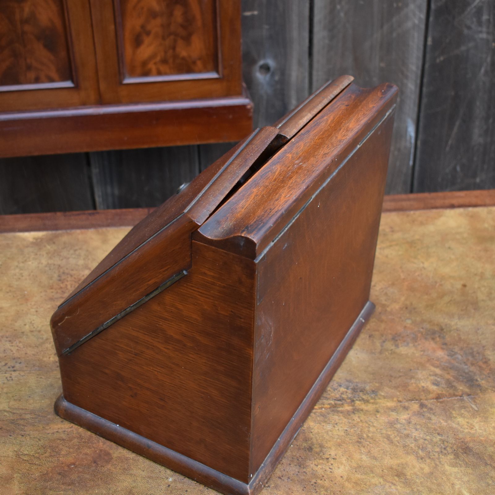 photo buy Antique Army & Navy English Oak Campaign Field Travelling Stationery Cabinet