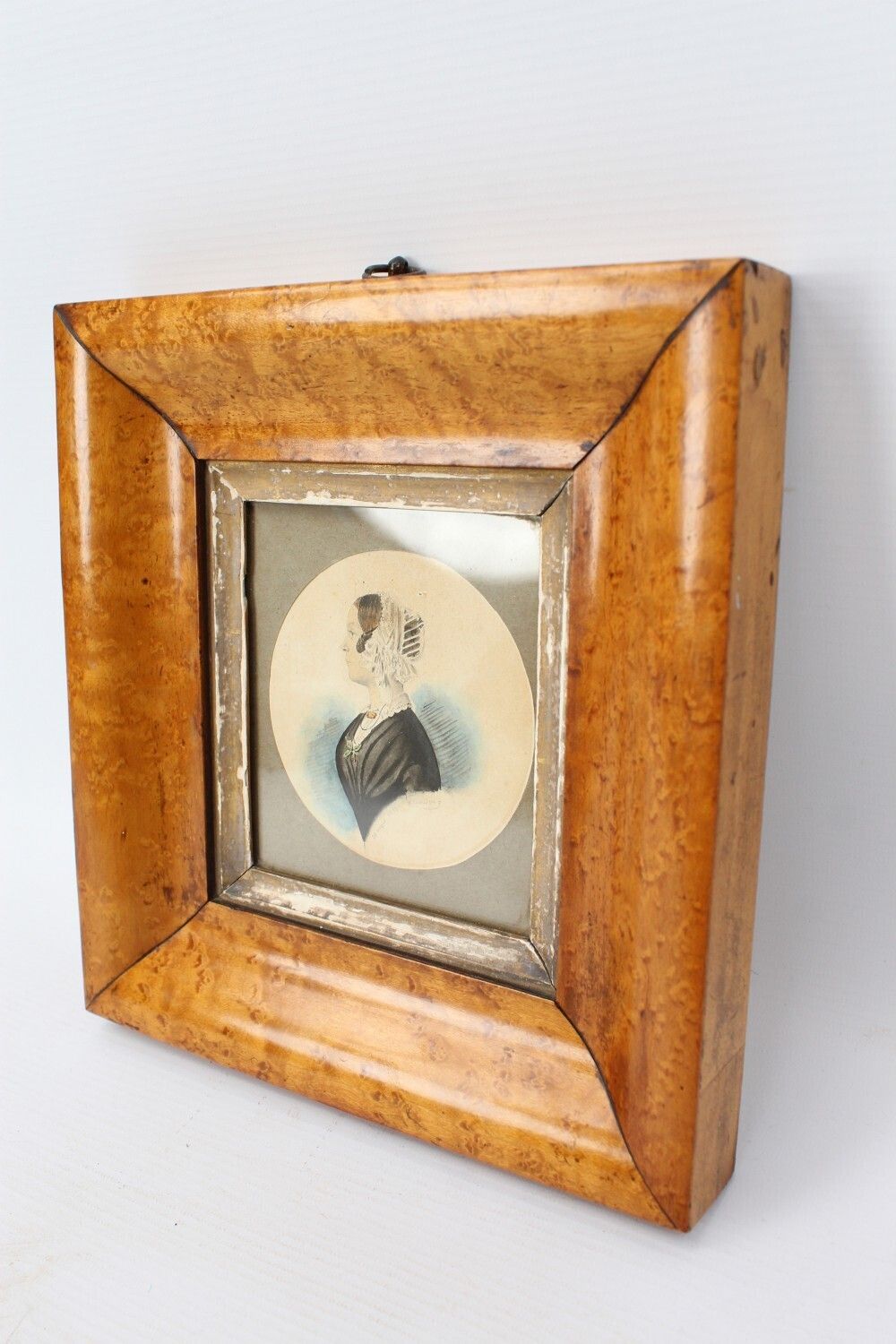 Victorian Miniature Watercolour Portrait 1852 Signed photo furniture