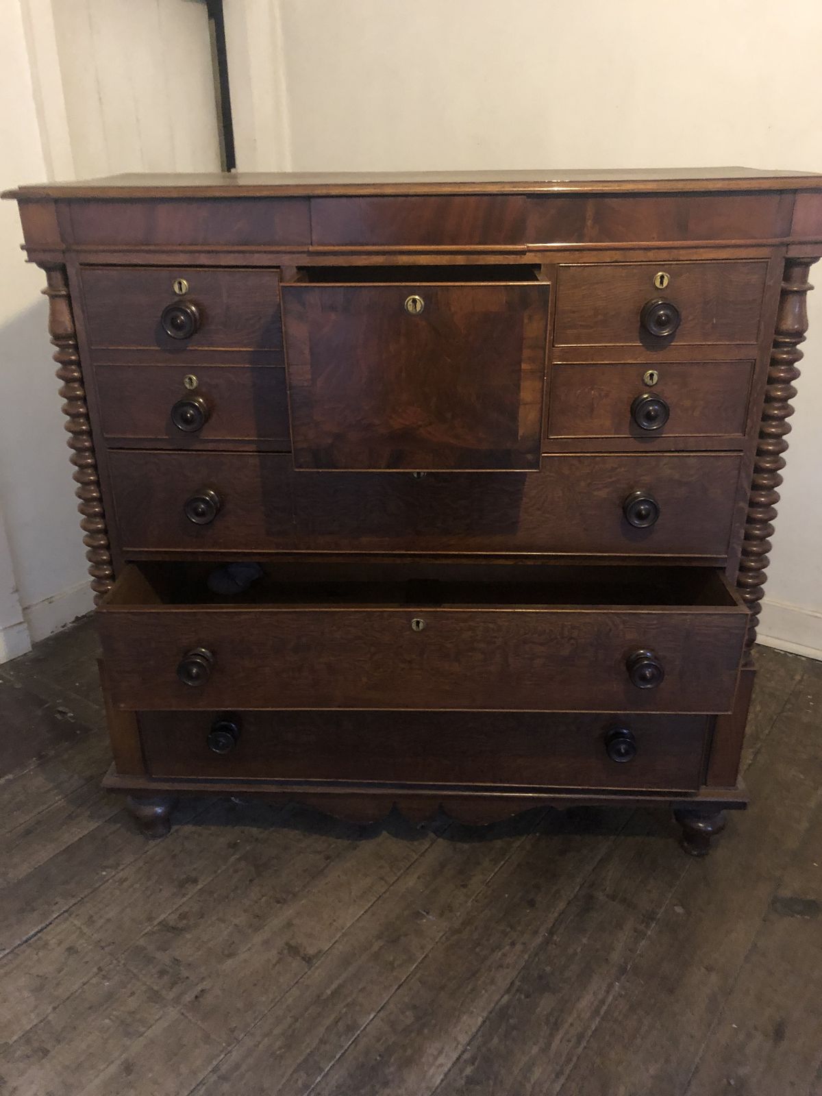 A Victorian Mahogany Chest Of Drawers With Secret Compartment photo for sale
