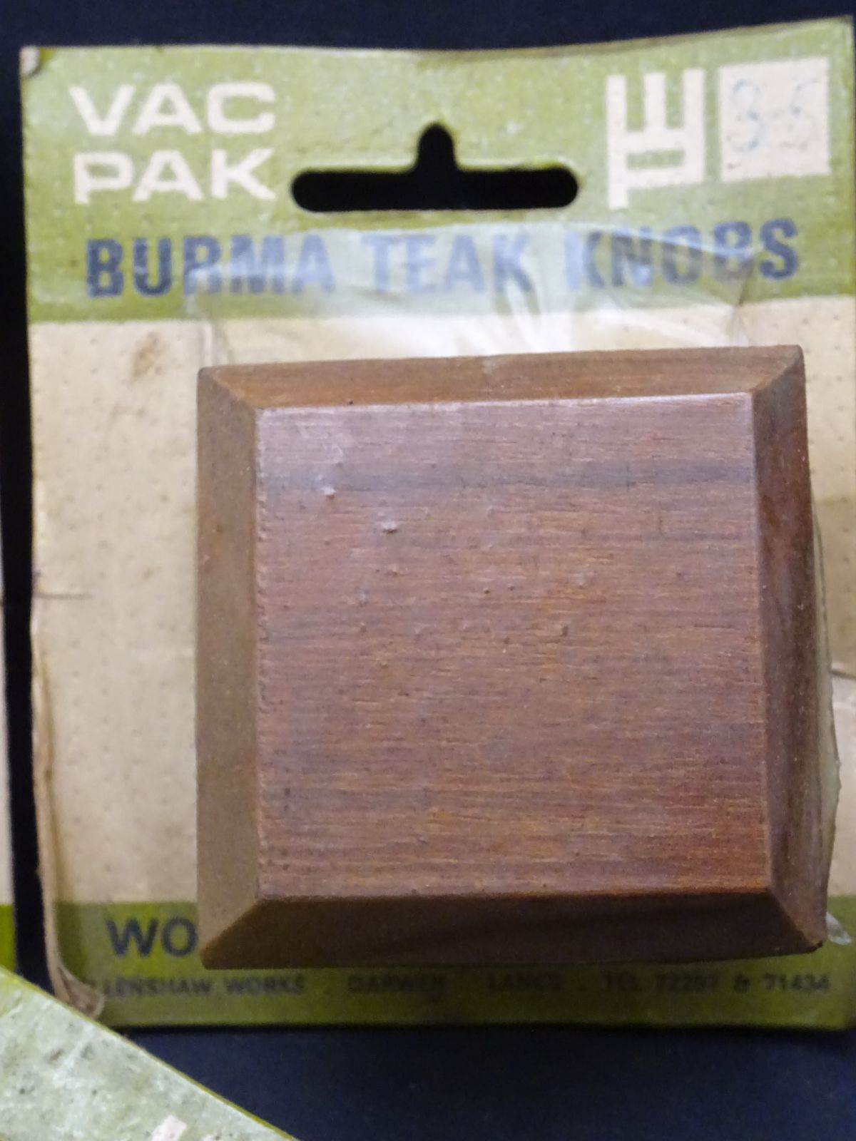 Set Of 8 Burma Teak Drawer Knobs In Original Packaging 1960s 70s photo for sale