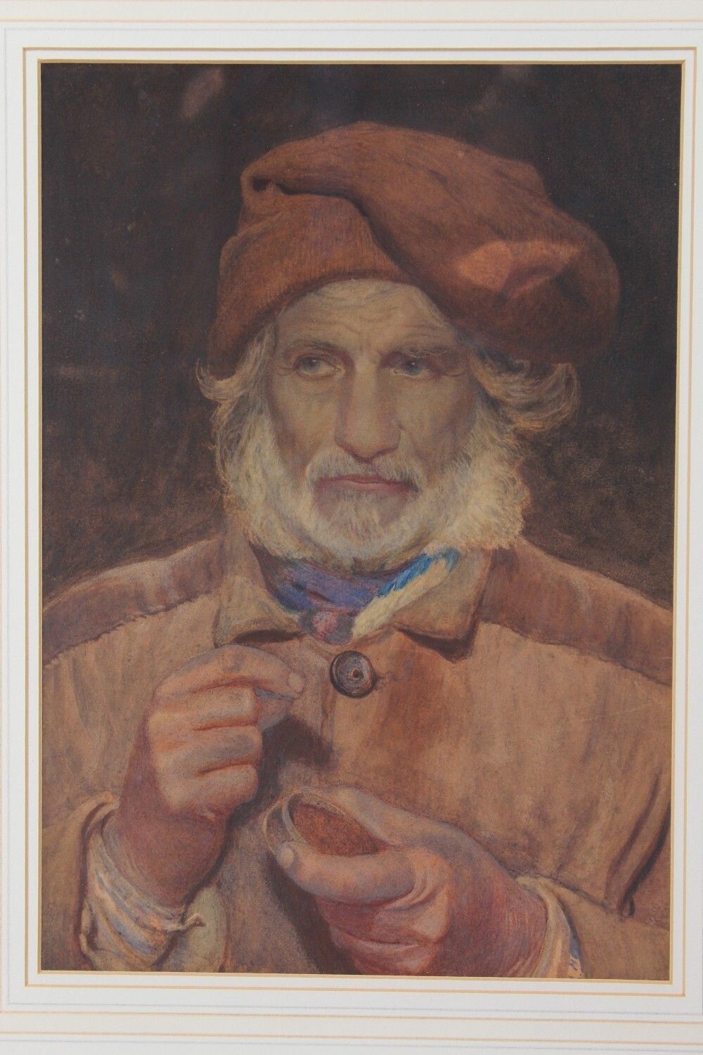Antique Watercolour Neapolitan Fisherman photo furniture