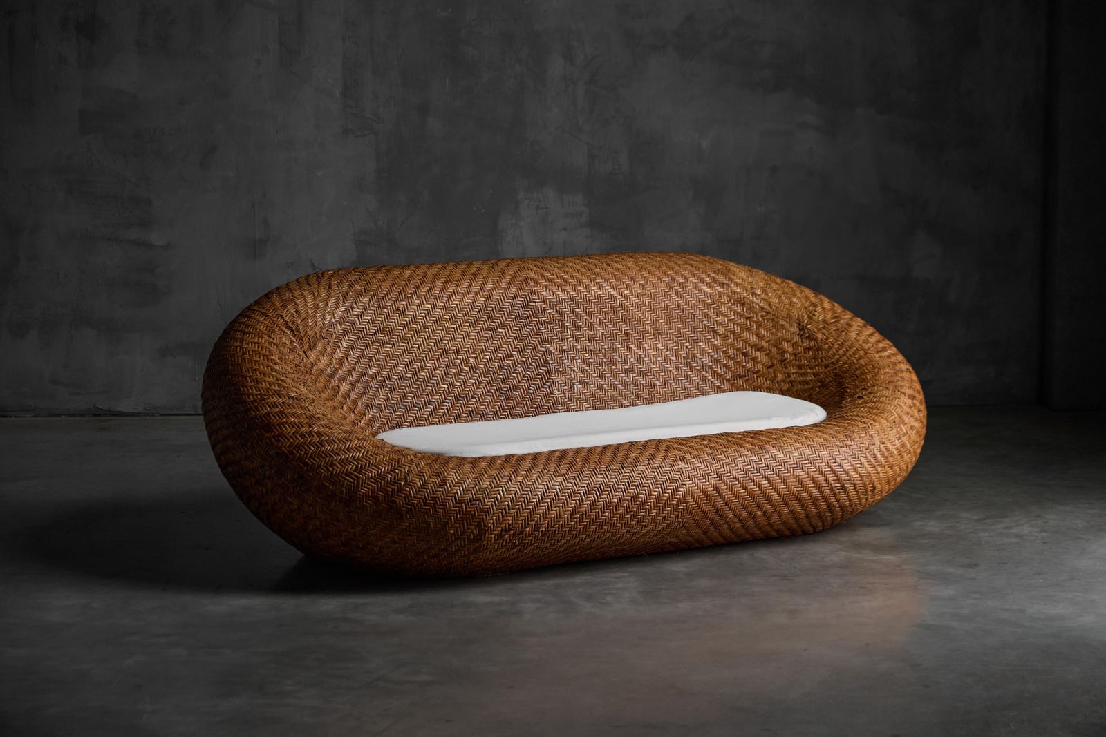 Mid Century Woven Wicker Sofa, France, 1970s photo furniture