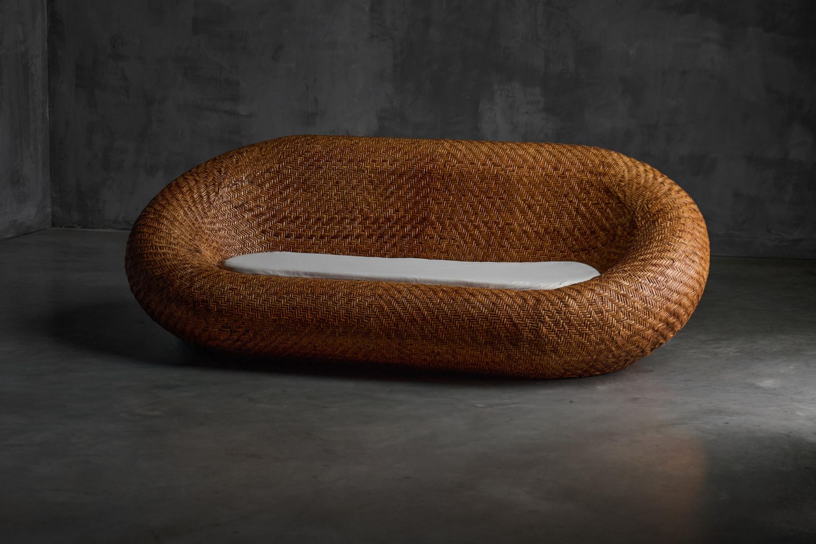 Mid Century Woven Wicker Sofa, France, 1970s photo 5428.0