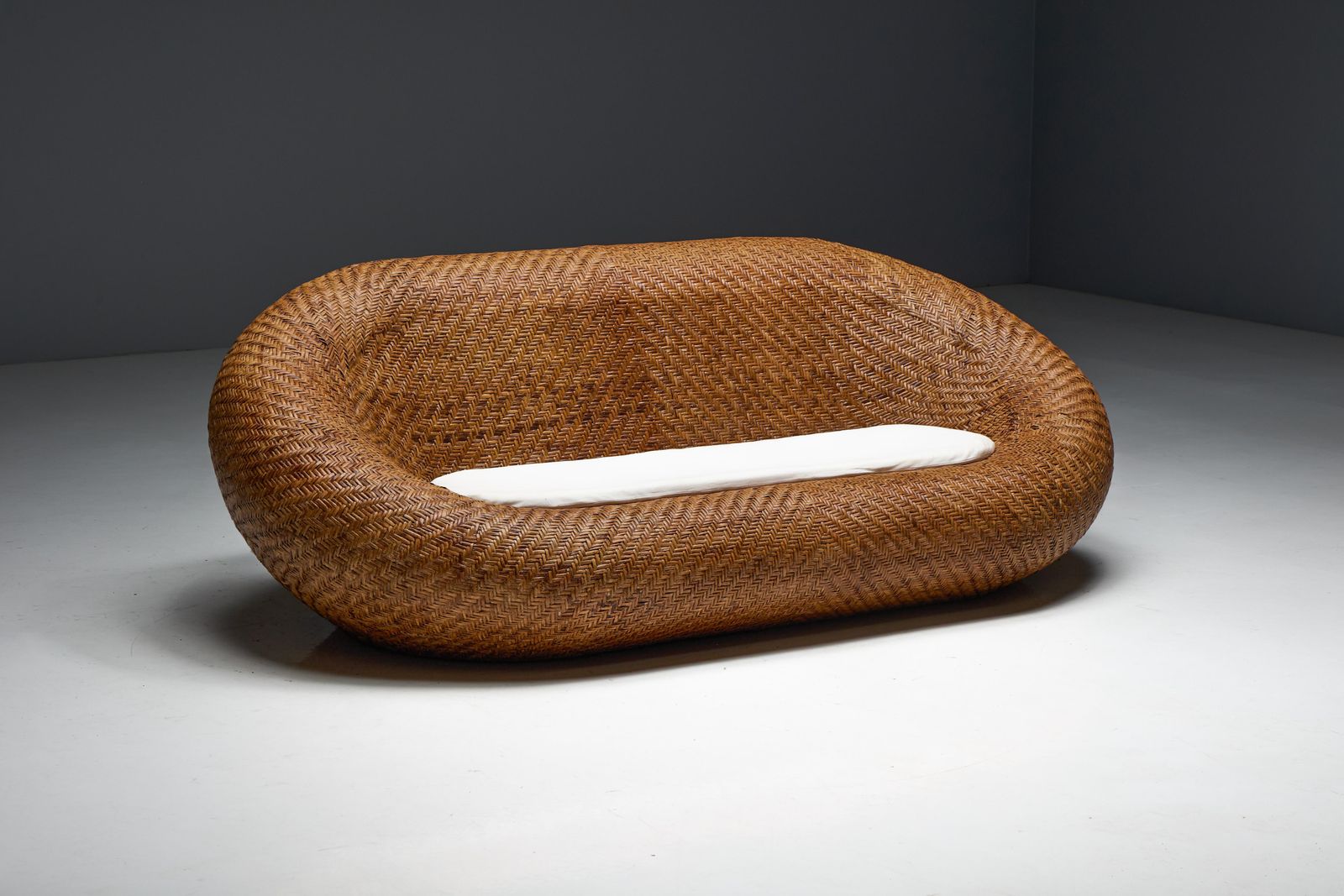 5428.0 Mid Century Woven Wicker Sofa, France, 1970s photo