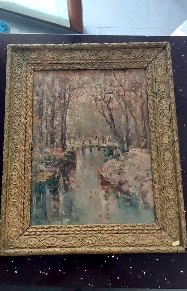Oil Painting On Canvas Board, First Half Of The 20th Century, Franco Ricciardi