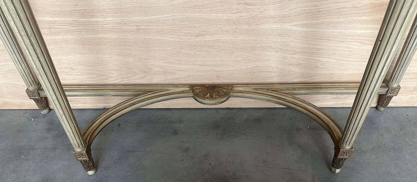 19th Century French Louis XVI Painted Marble Top Demilune Console photo vintage