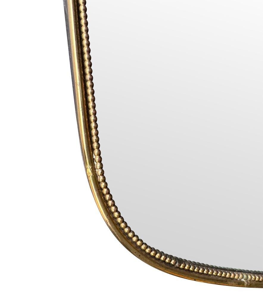 An Orignal Unusual 1950s Italian Brass Framed Mirror, With Beaded Detailing photo Home Decor