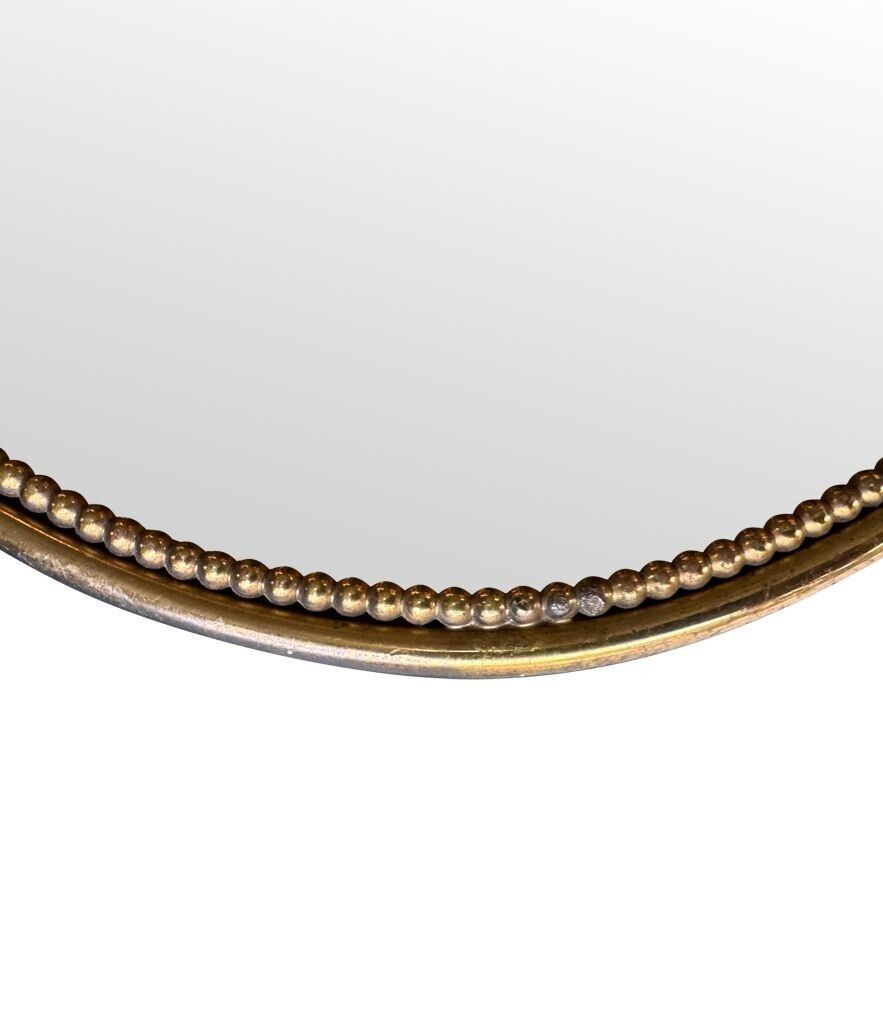 An Orignal Unusual 1950s Italian Brass Framed Mirror, With Beaded Detailing photo vinterior