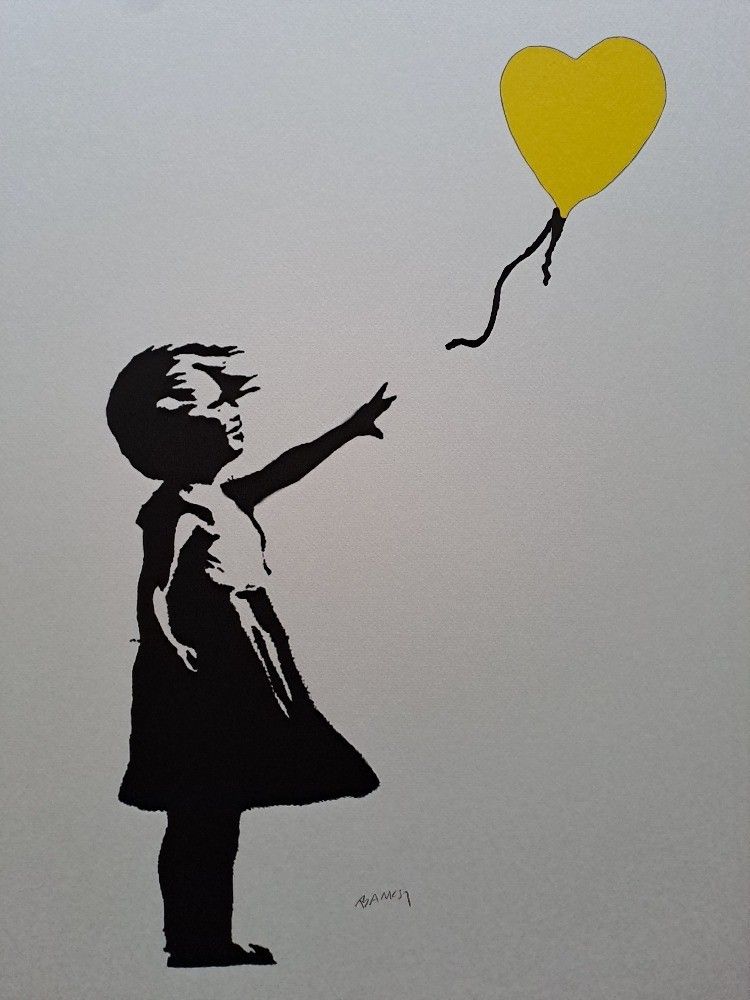 Banksy Art Print Balloon Girl Certificate photo furniture