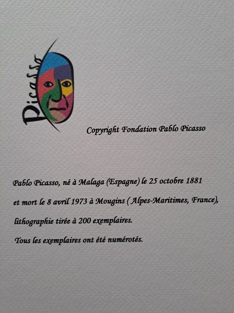 Pablo Picasso Signed Woman In A Hat Certificate Spadem Paris photo buy