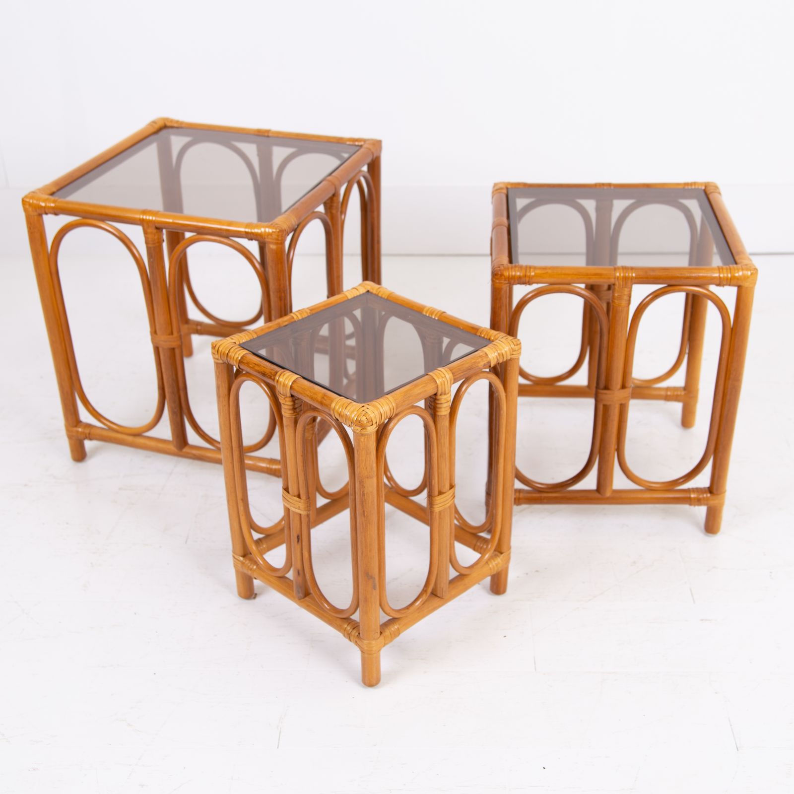 Nest Of 3 Mid Century Bamboo Side Tables photo furniture