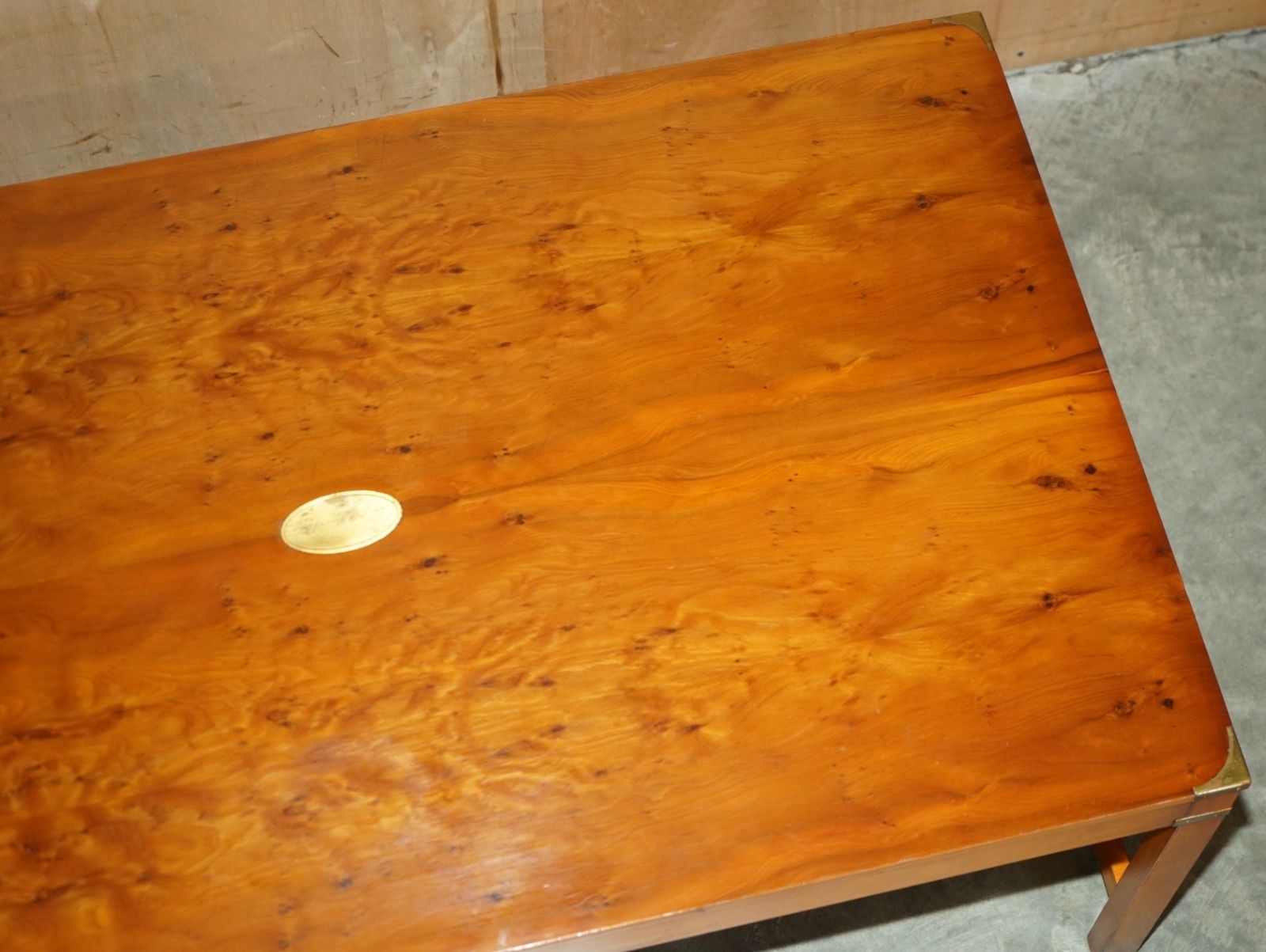 Fully Restored French Polished Harrods Kennedy Military Campaign Coffee Table photo vinterior