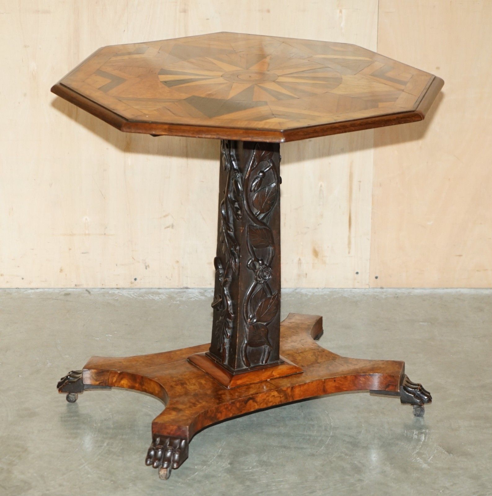 Sublime Cir 1800 Antique Specimen Wood Occasional Tilt Top Table Burr Walnut Oak photo furniture
