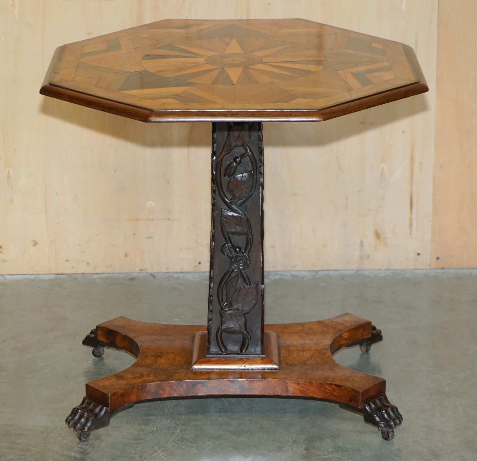 Sublime Cir 1800 Antique Specimen Wood Occasional Tilt Top Table Burr Walnut Oak photo for sale
