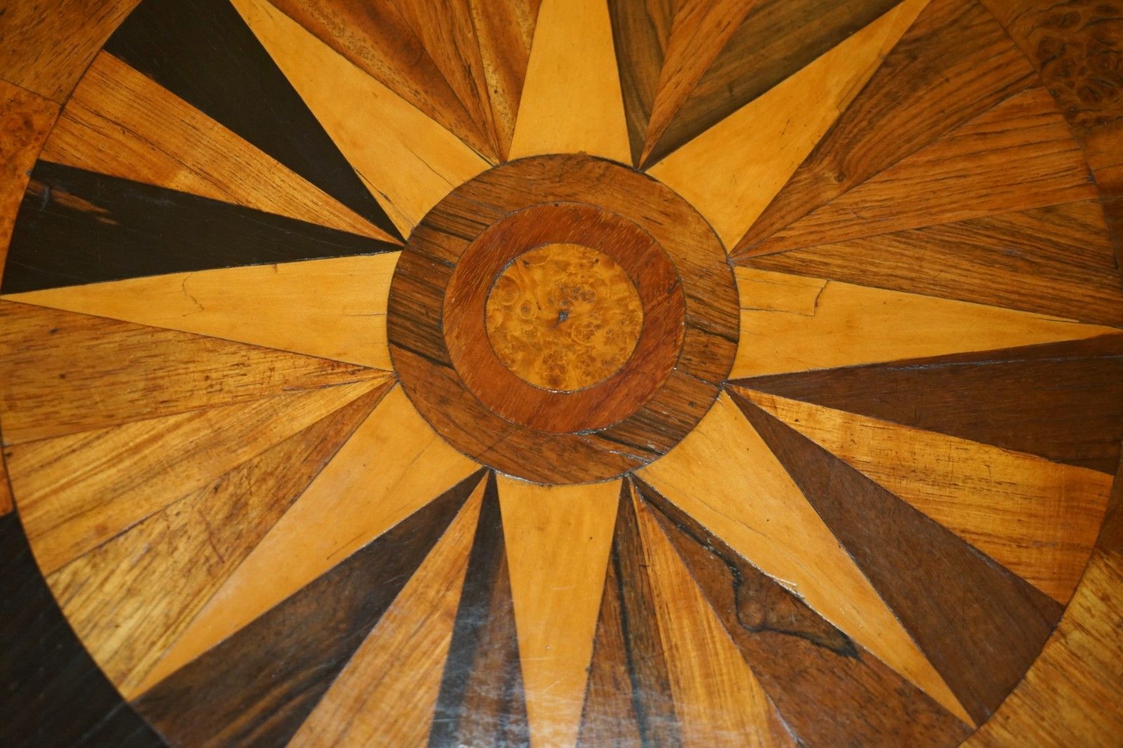 photo for sale Sublime Cir 1800 Antique Specimen Wood Occasional Tilt Top Table Burr Walnut Oak