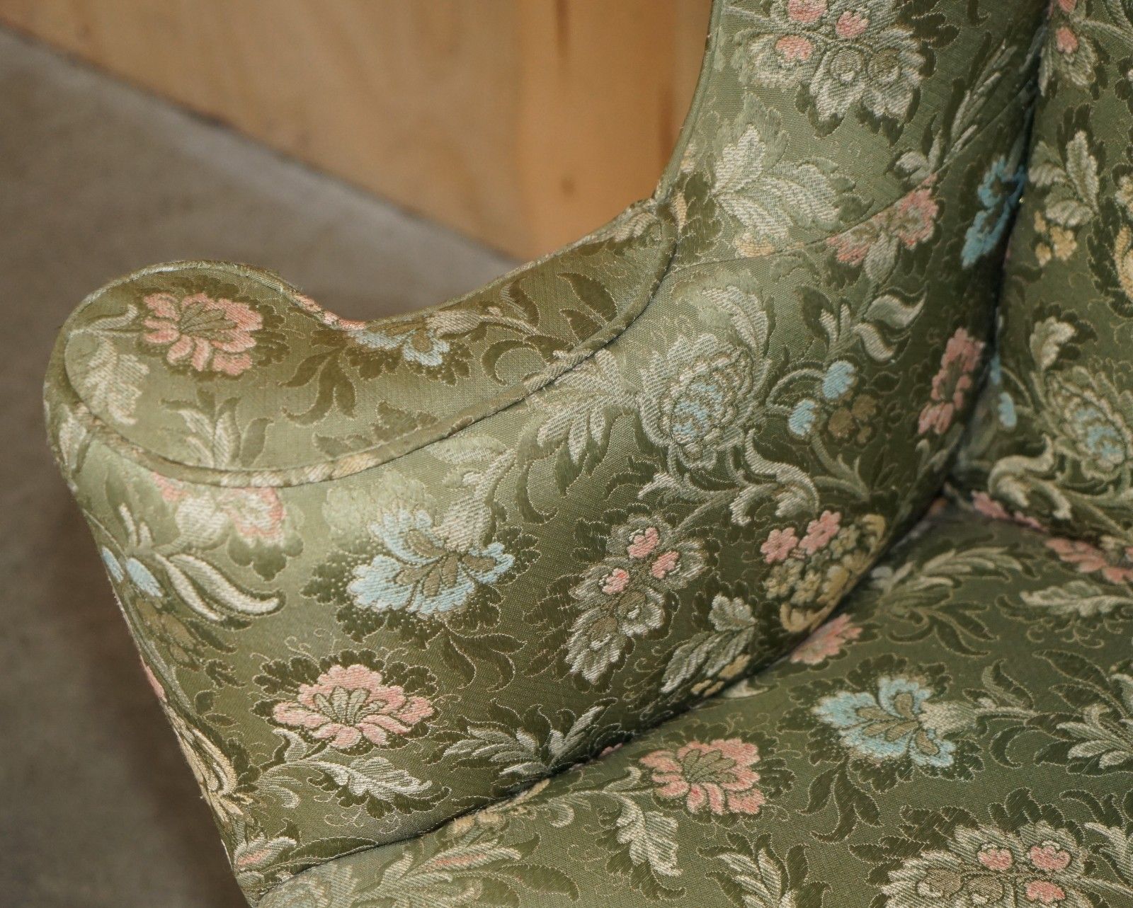 photo for sale Sublime Antique Howard & Son's William Morris Mahogany Framed Wingback Armchair