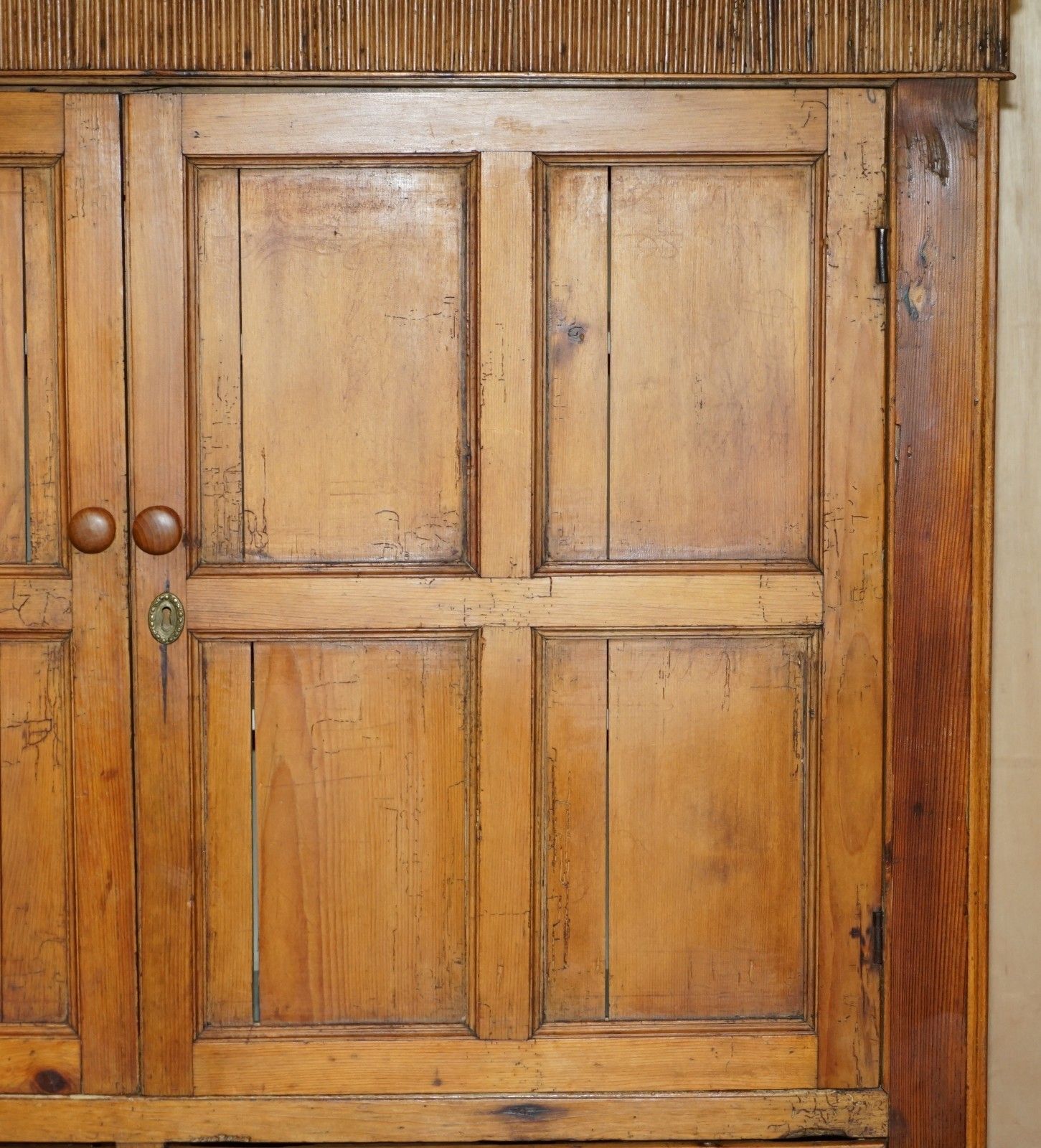 6850.0 Perfectly Formed Antique Georgian Circa 1780 Panelled Pine Housekeepers Cupboard photo