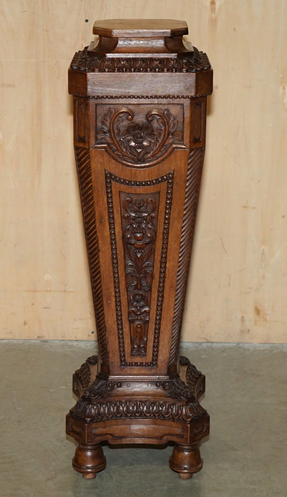 Home Decor Antique Victorian Corinthian Pillar Pedestal Stand Displaying Busts Antiques photo