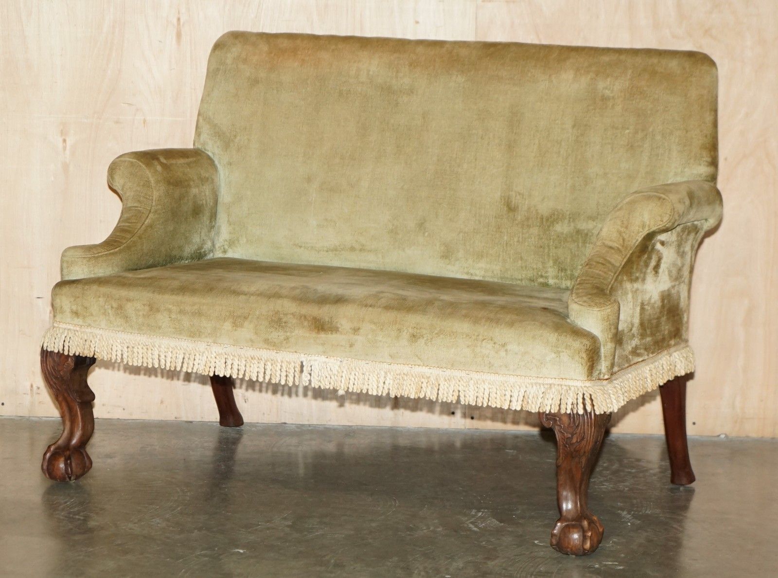 Fine Antique George III Circa 1780 Hand Carved Settee Sofa With Claw & Ball Legs photo furniture