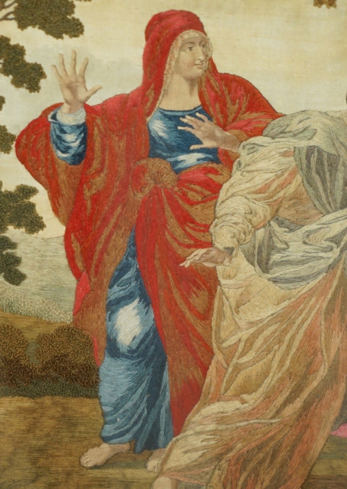 photo for sale Fine 1860 Silk Embroidery Of Annibale Carracci 1598 The Three Marys At The Tomb