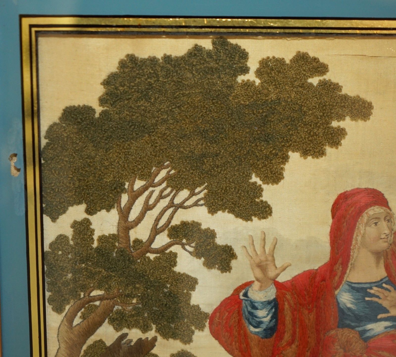 photo vinterior Fine 1860 Silk Embroidery Of Annibale Carracci 1598 The Three Marys At The Tomb