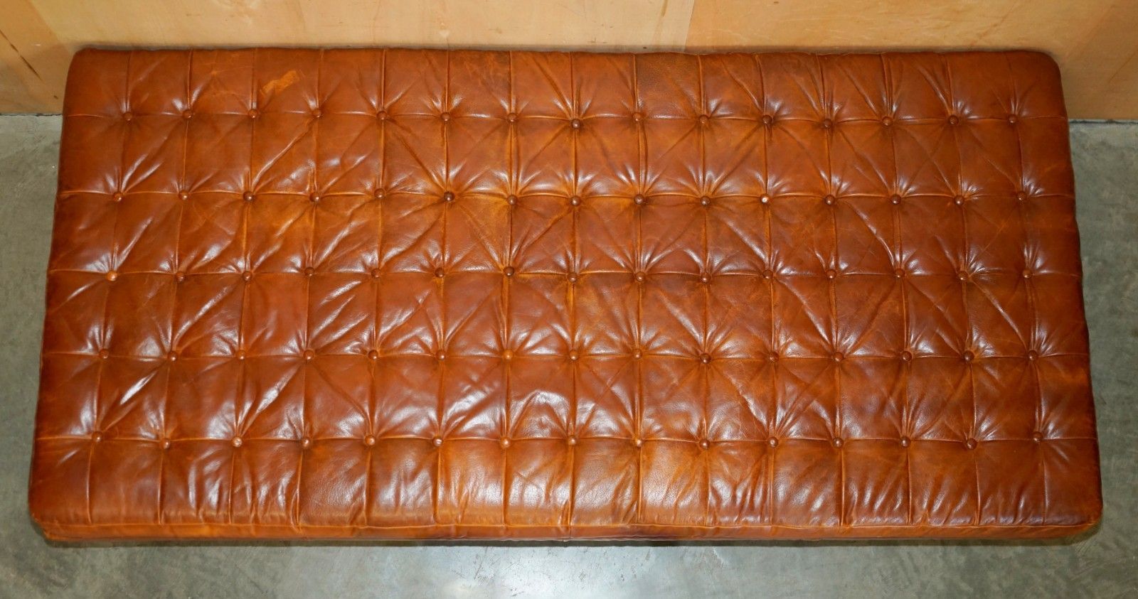 Chesterfield Legacy Brown Leather Knoll Studio Barcelona Style Daybed Footstool photo Furniture